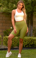 Sporty Spice:Textured Shorts in Olive