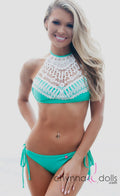 Charlotte: Crochet Halter Bikini in Mint Green