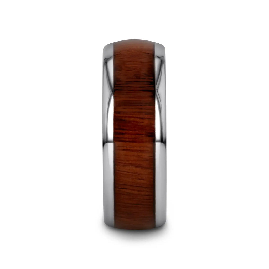 DALBERG Tungsten Carbide Rosewood Inlay Polished Finish Men’s Domed Wedding Ring - 8mm