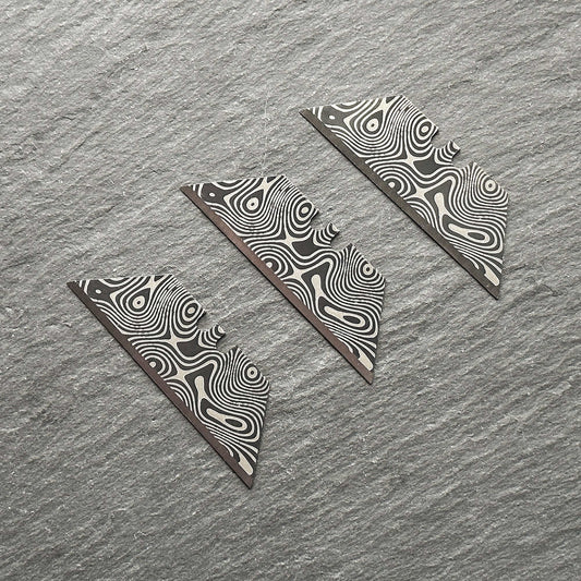 Stinger Laser Engraved Utility Razor Blades, Utility Knife Blades Replacement - Black Damascus Style (Trapezoid 3 pcs- Black)