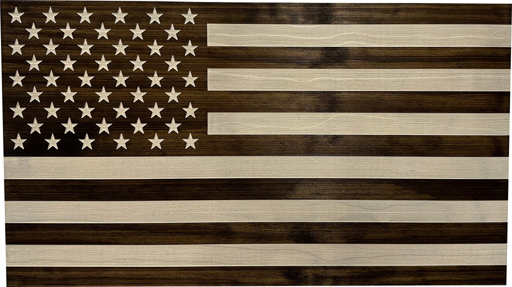 American Flag Decorative & Secure Wall-Mounted Gun Cabinet (Dark Walnut)