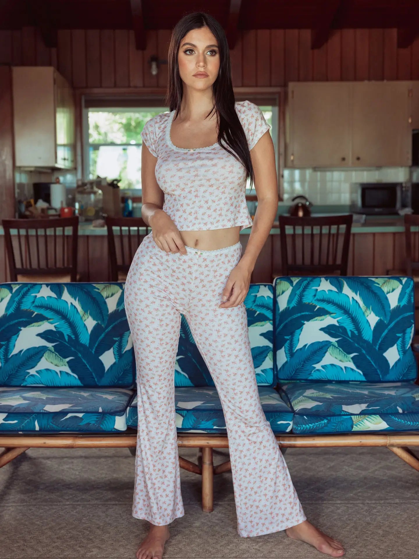 Kilo Brava Ditsy Pink - Cap Sleeve Top