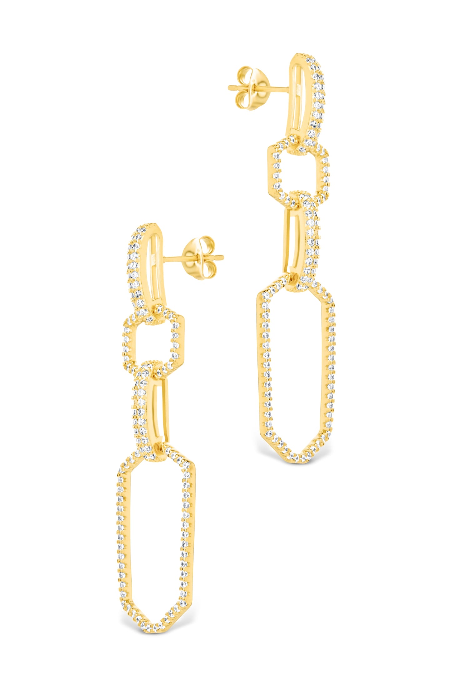 Harlene CZ Chain Link Drop Stud Earrings