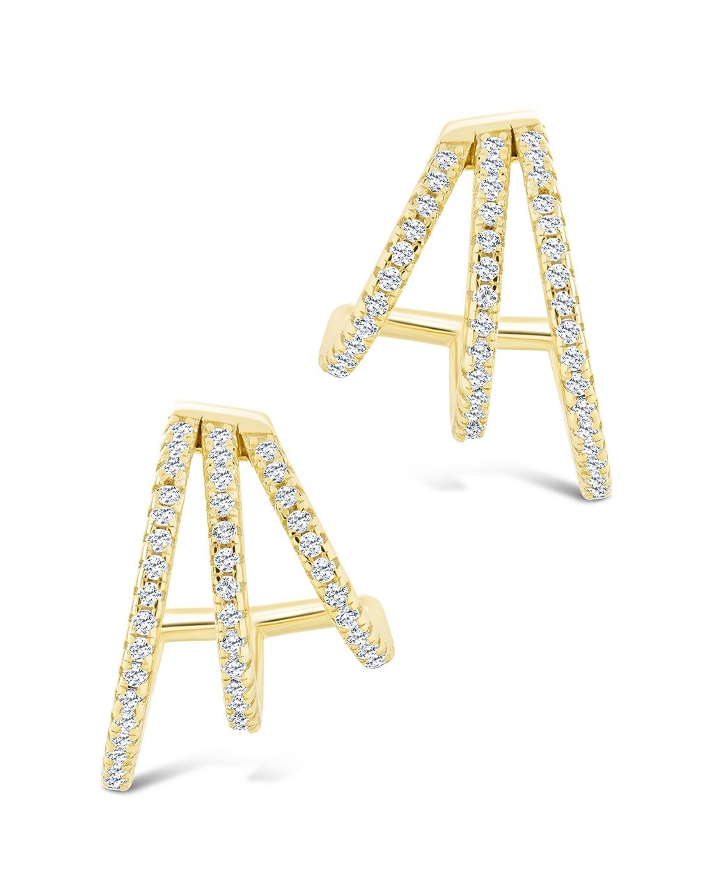 Sterling Silver Porter Triple Row CZ Huggie Hoops
