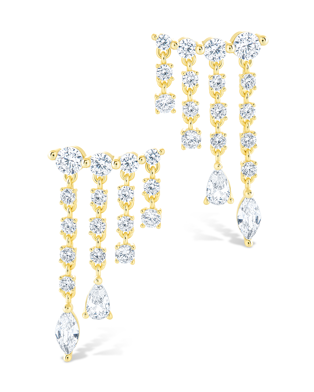 Sterling Silver Adrian CZ Waterfall Statement Studs