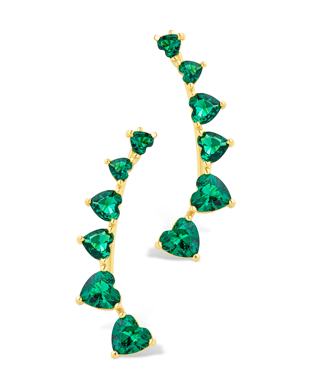 Sterling Silver Jillian CZ Heart Crawler Studs