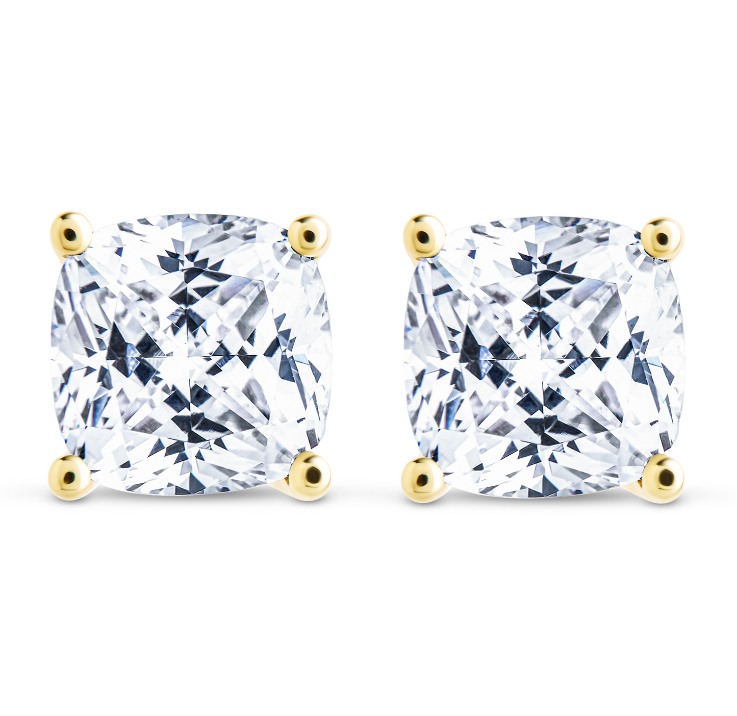 Sterling Silver Cushion Cut Prong Set Stud Earrings