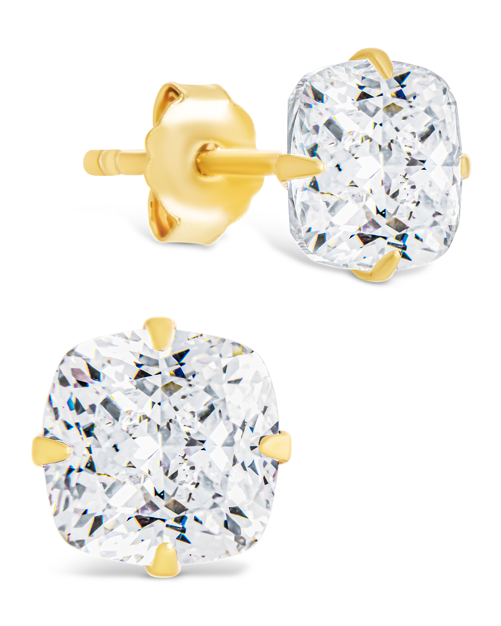 Sterling Silver Cushion Cut Prong Set Stud Earrings