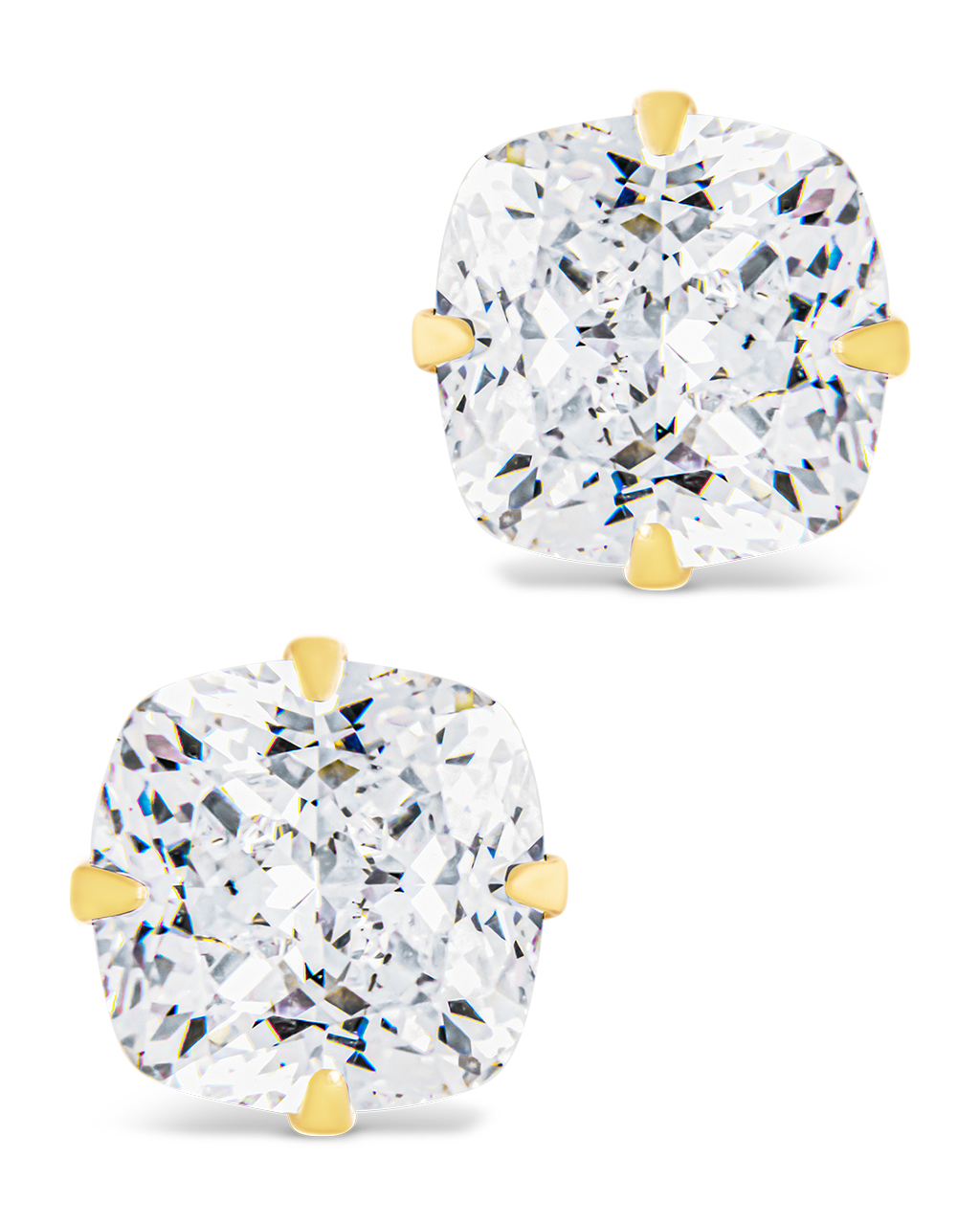 Sterling Silver Cushion Cut Prong Set Stud Earrings