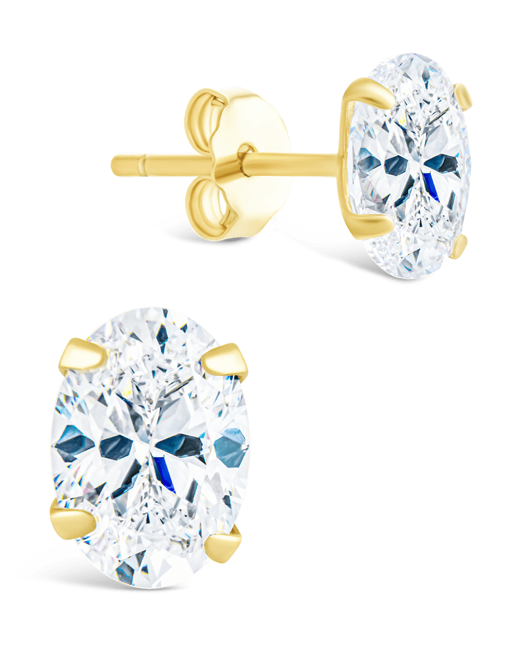 Sterling Silver Oval Cut Prong Set Stud Earrings