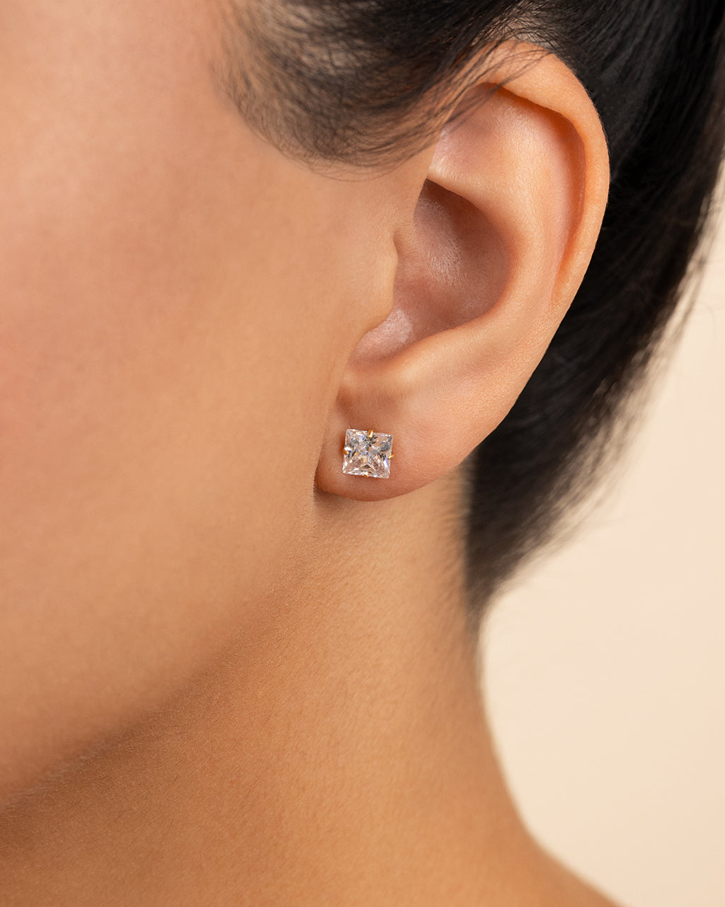 Sterling Silver Princess Cut Prong Set Stud Earrings