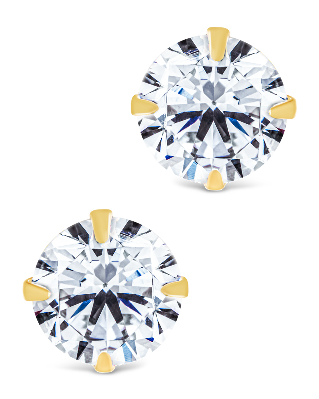 Sterling Silver Round Cut Prong Set Stud Earrings