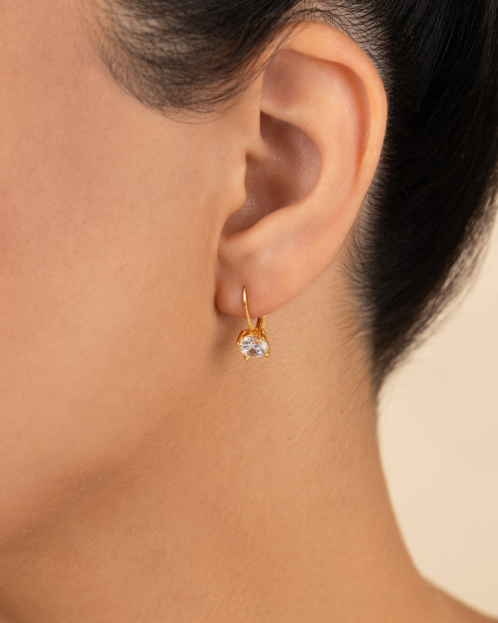 Sterling Silver Round Cut French Clip Earrings