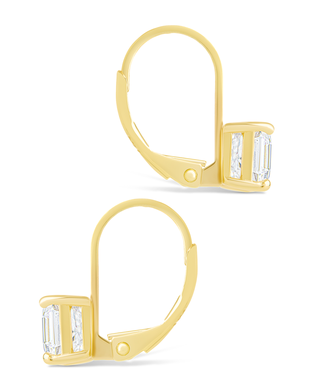 Sterling Silver Princess Cut French Clip Earrings