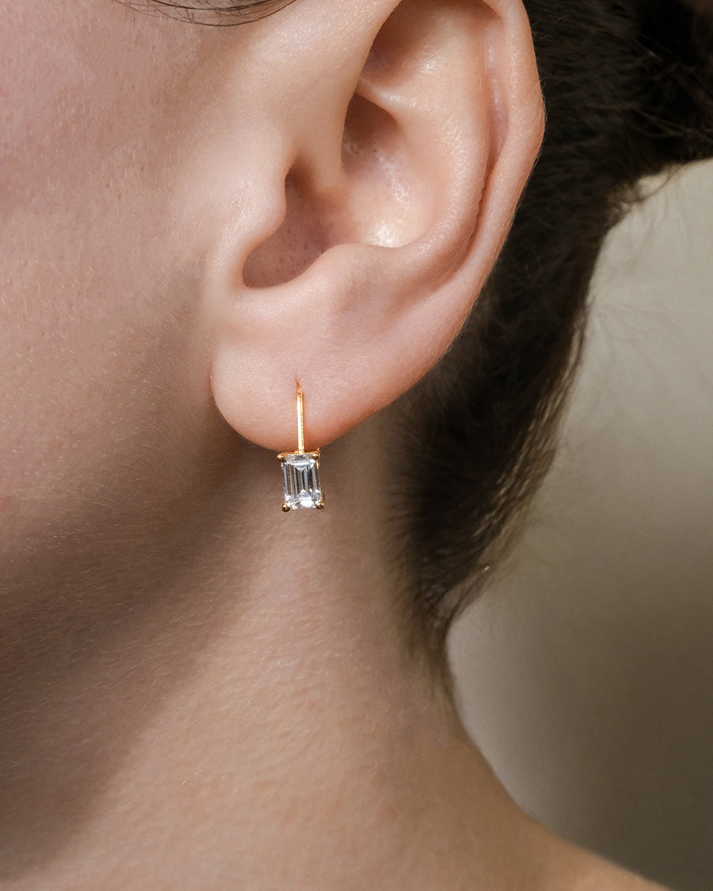 Sterling Silver Emerald Cut French Clip Earrings