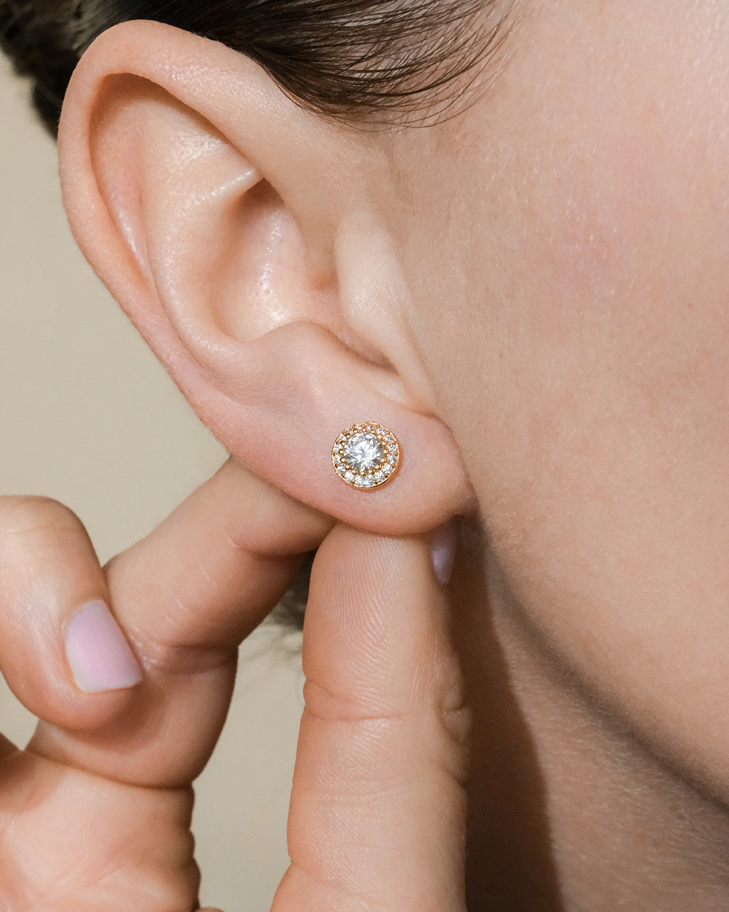 Sterling Silver Round Cut Brilliant Halo Studs