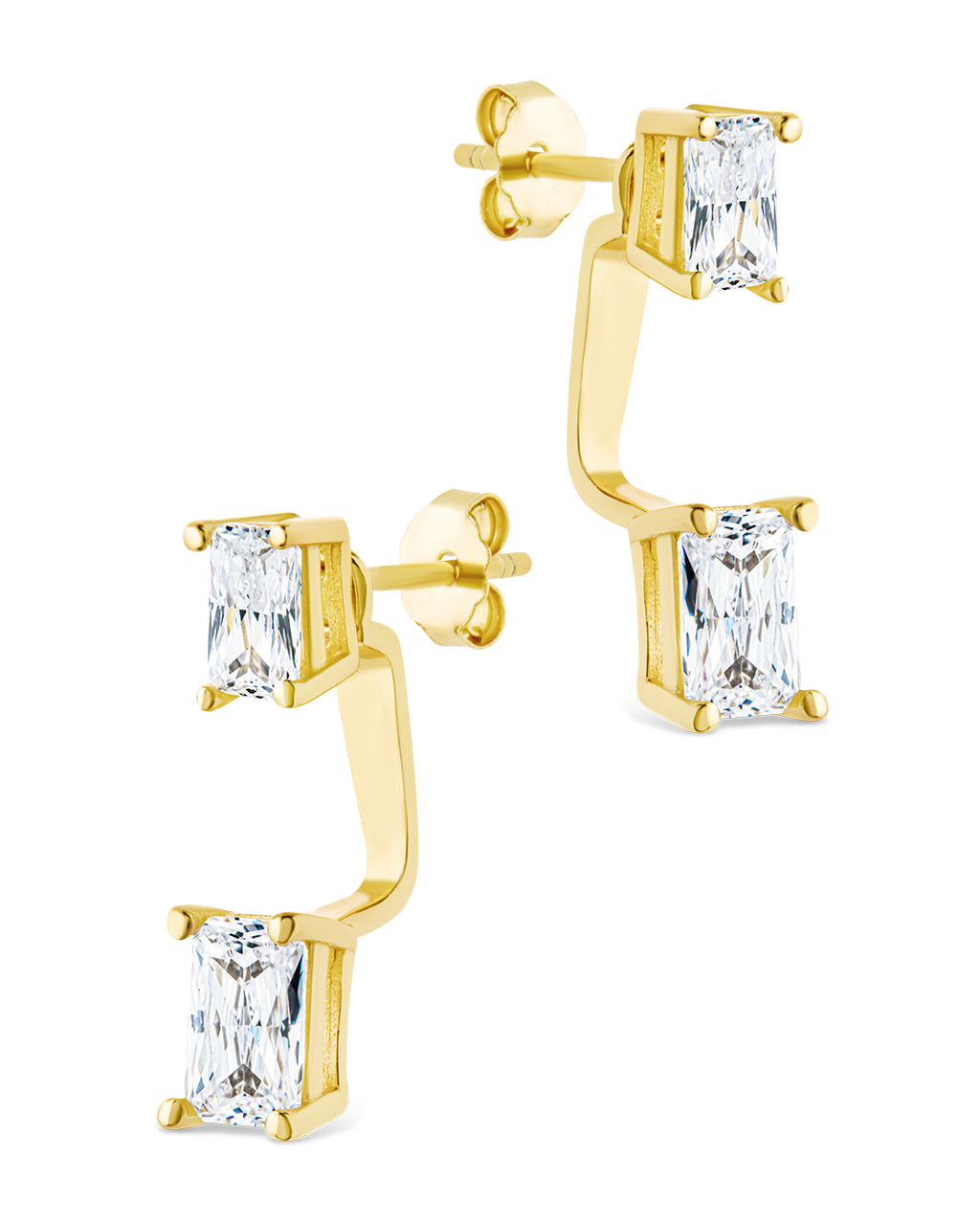 Sterling Silver Emerald Cut Duo Jackets