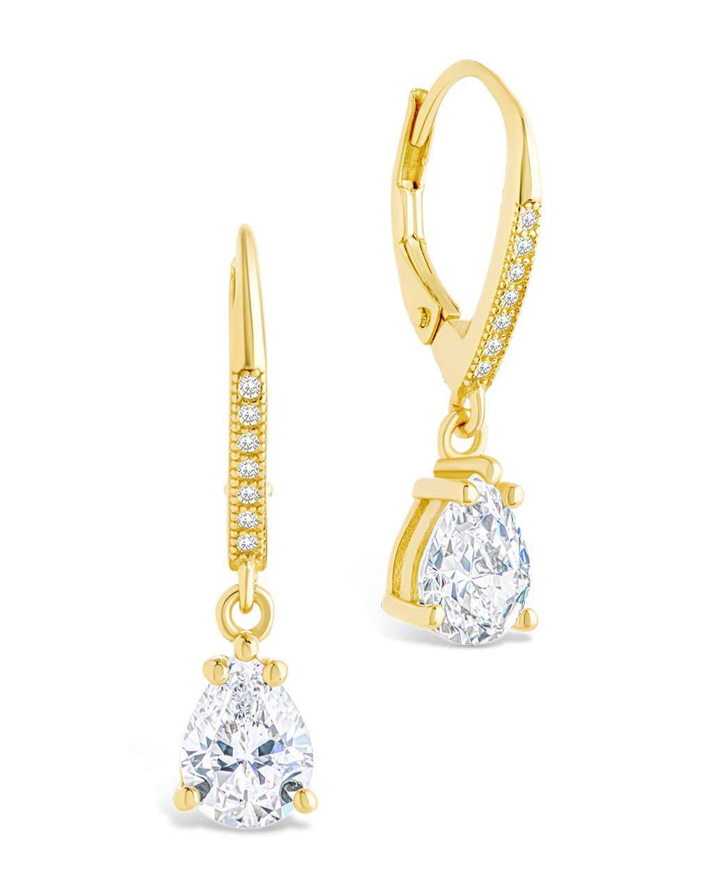 Sterling Silver Angelica Pear Cut CZ French Clip Earrings