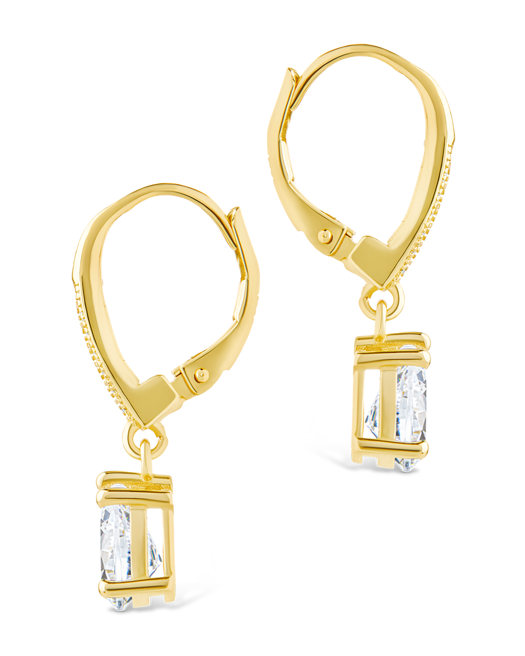 Sterling Silver Angelica Pear Cut CZ French Clip Earrings