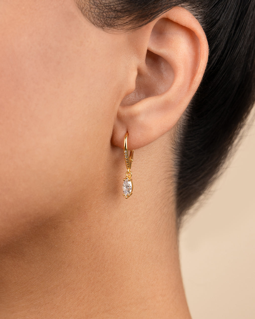 Sterling Silver Allegra Marquise Cut CZ French Clip Earrings