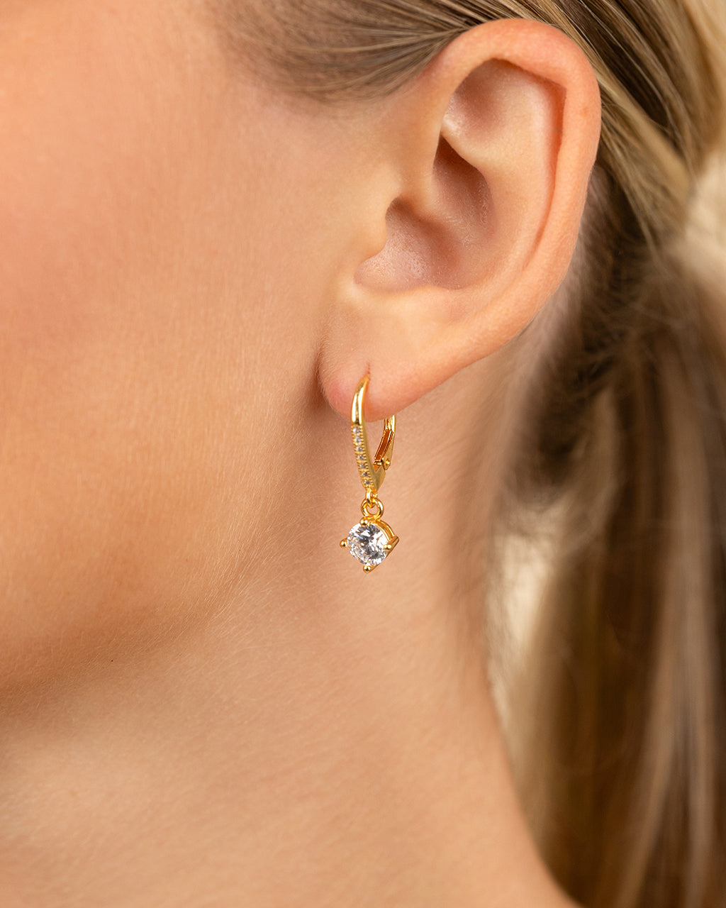 Sterling Silver Matilda Brilliant Cut CZ French Clip Earrings