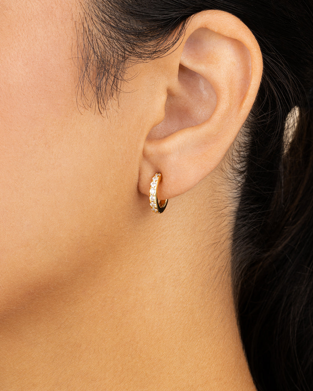 Sterling Silver Eleri CZ Tube Hoops