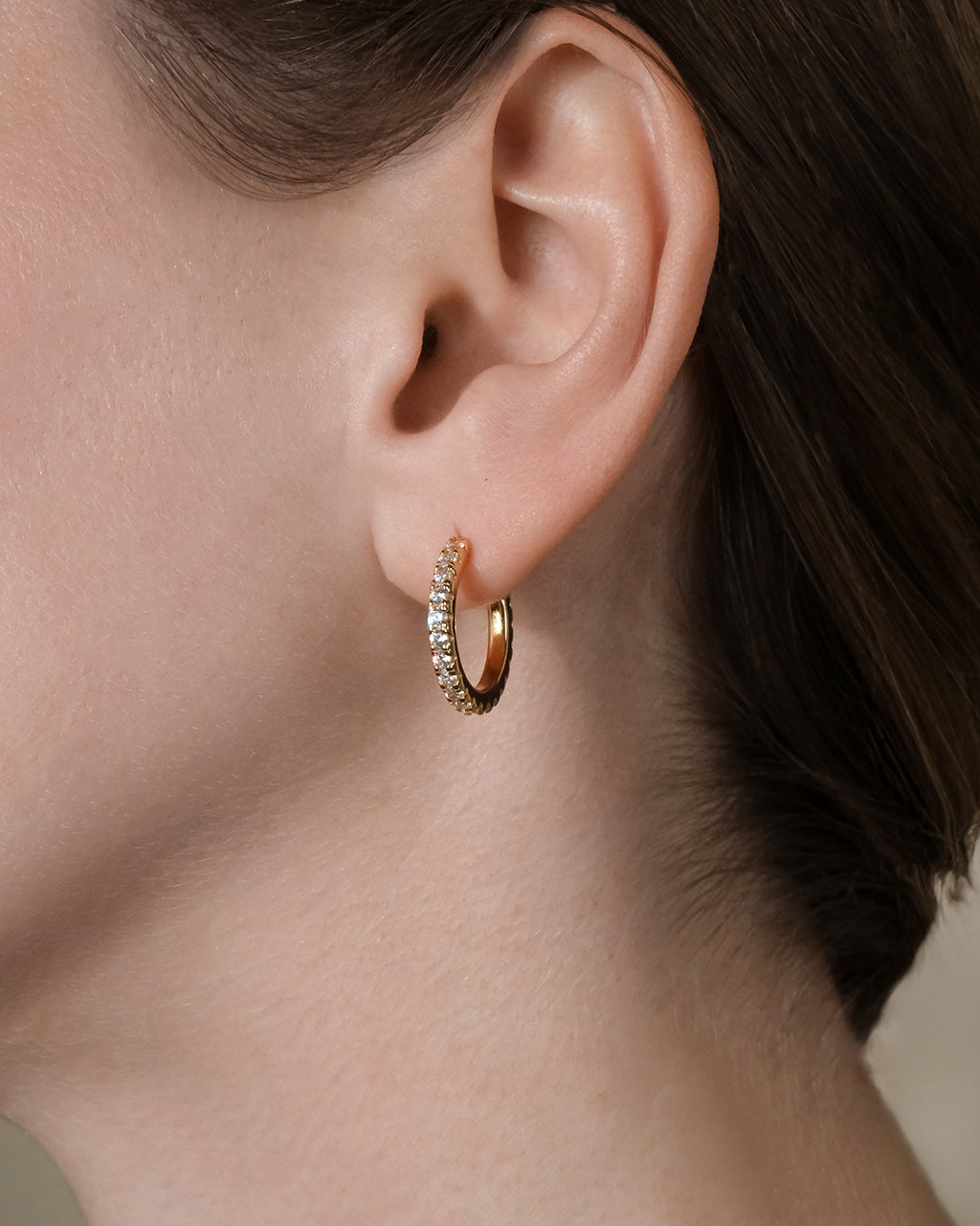 Sterling Silver Eleri CZ Tube Hoops