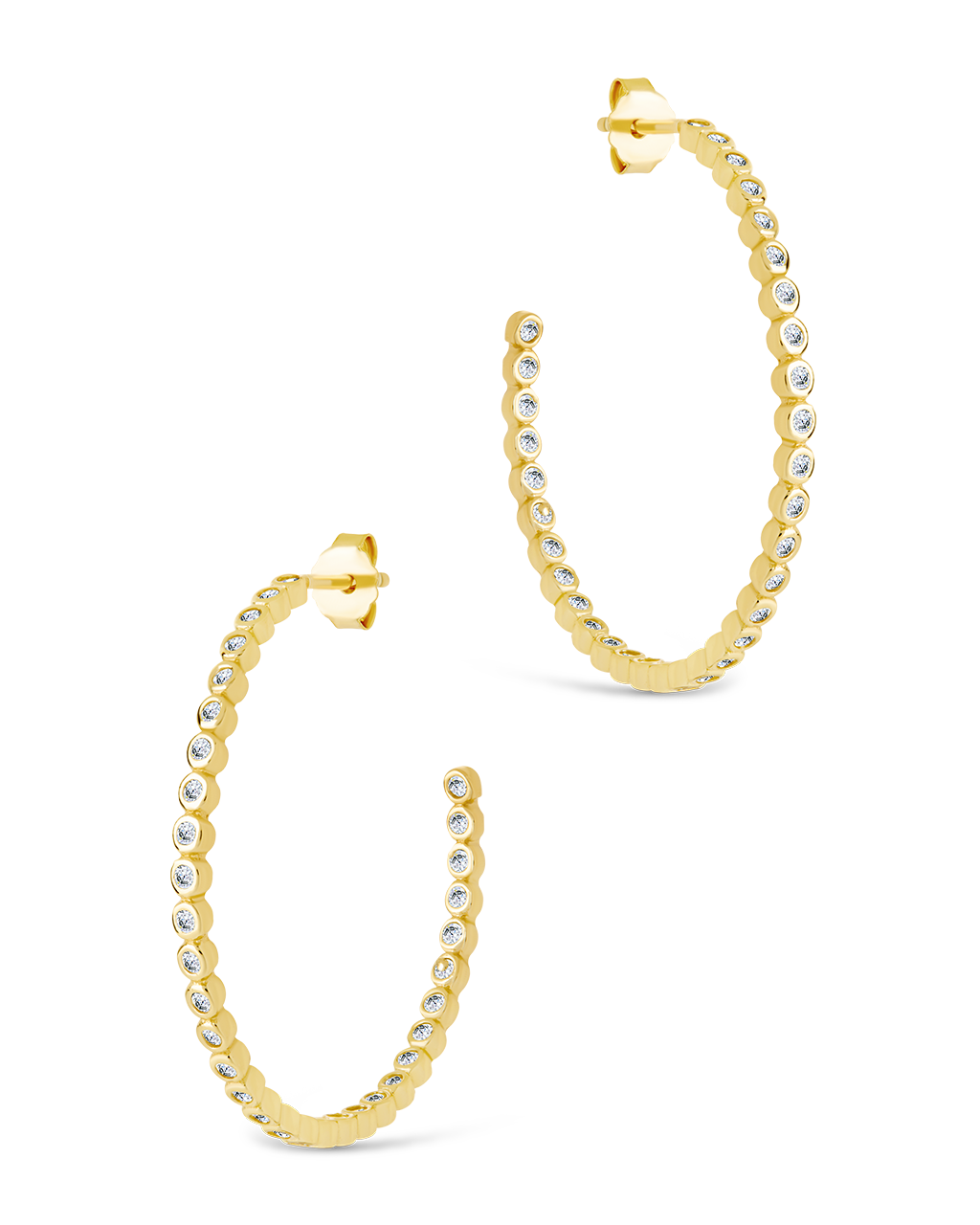 Sterling Silver Bezel Statement Bubble Hoops