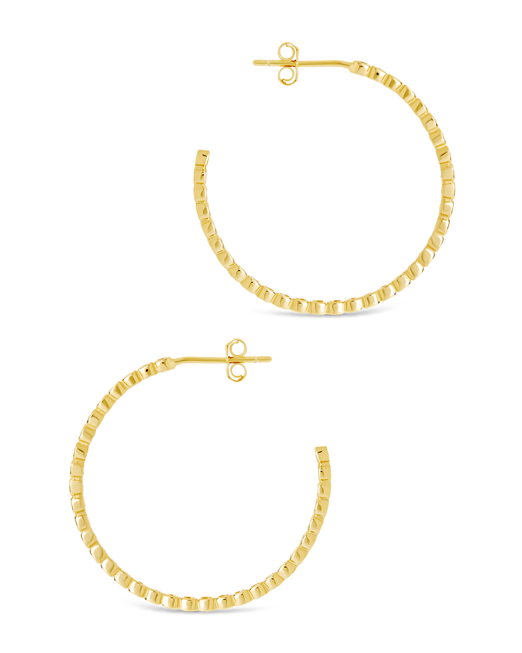 Sterling Silver Bezel Statement Bubble Hoops
