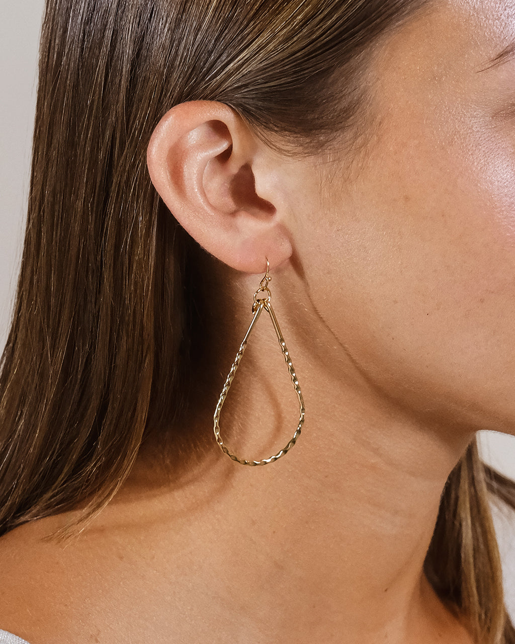 Hammered Teardrop Dangle Earring