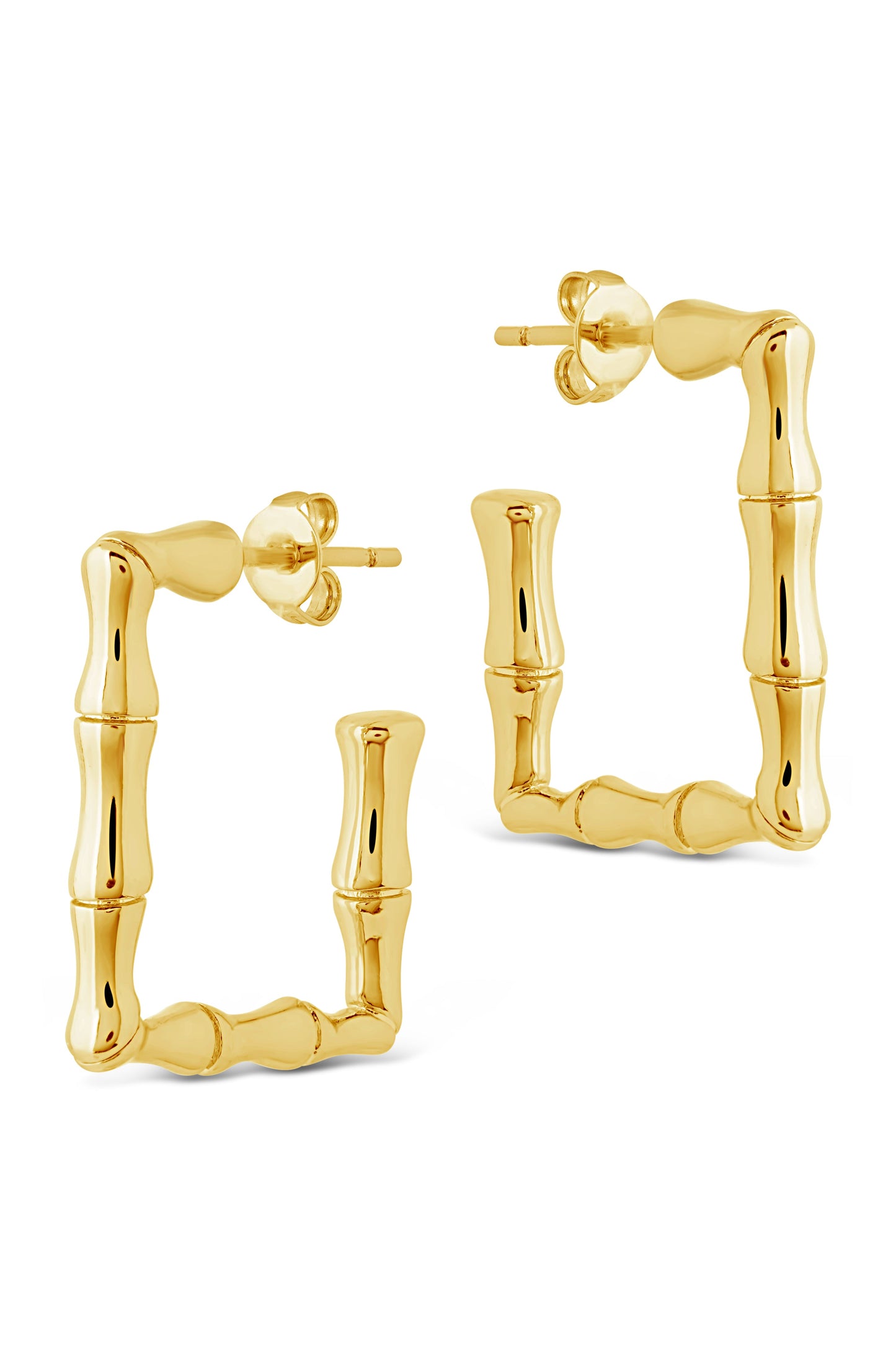 Bamboo Rectangular Hoop Earrings