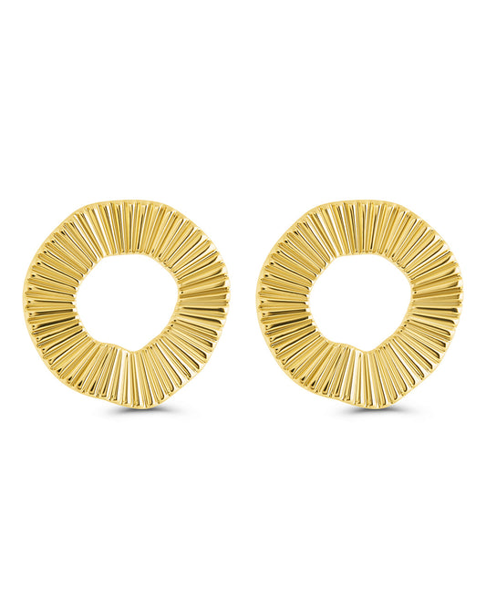 Viviana Ribbed Open Circle Stud Earrings