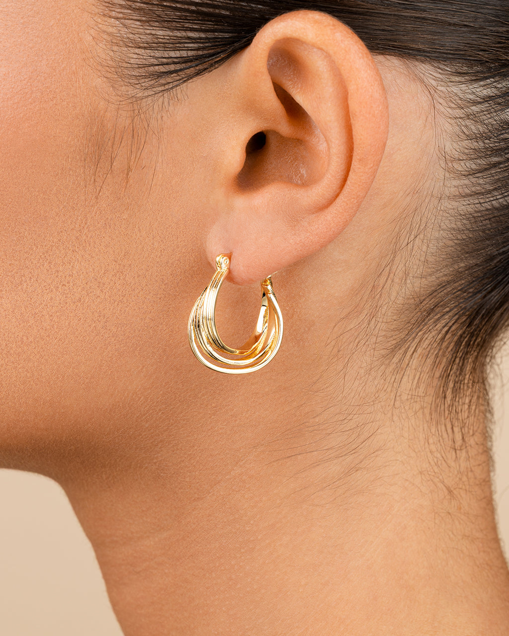 Emery Triple Row Layered Earrings