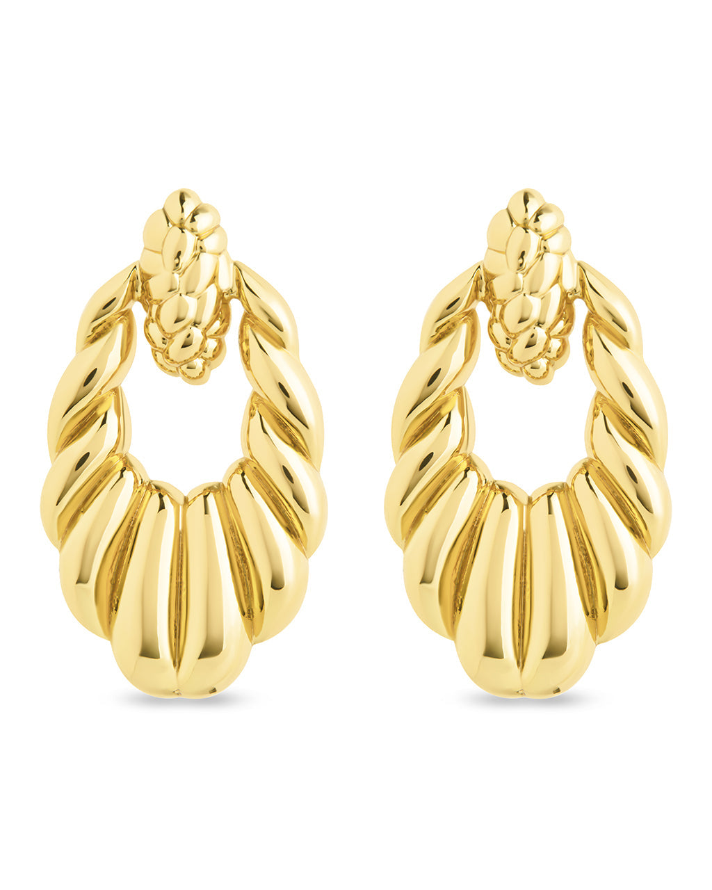 Enid Textured Door Knocker Stud Earrings