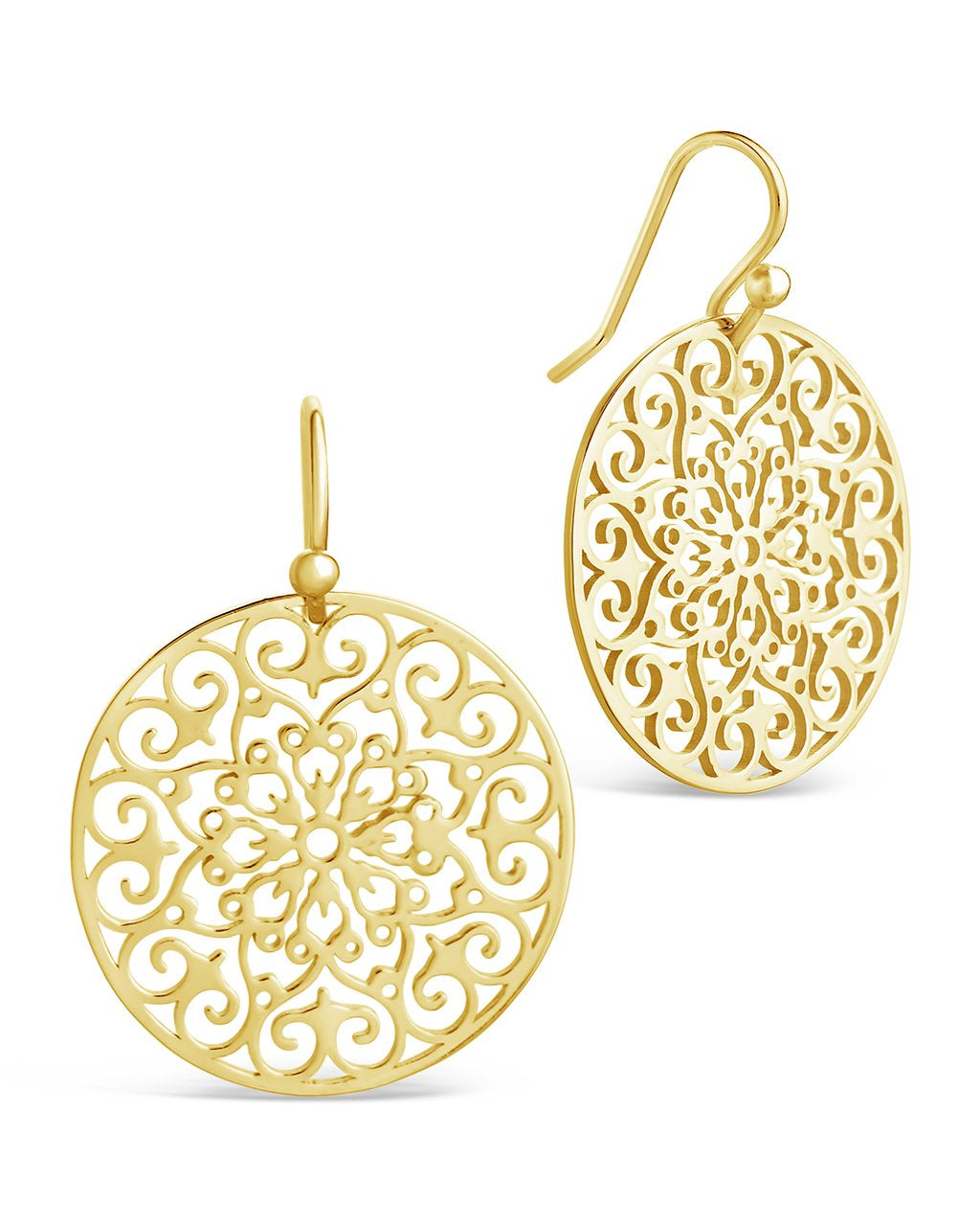 Sterling Silver Round Filigree Dangle Earrings