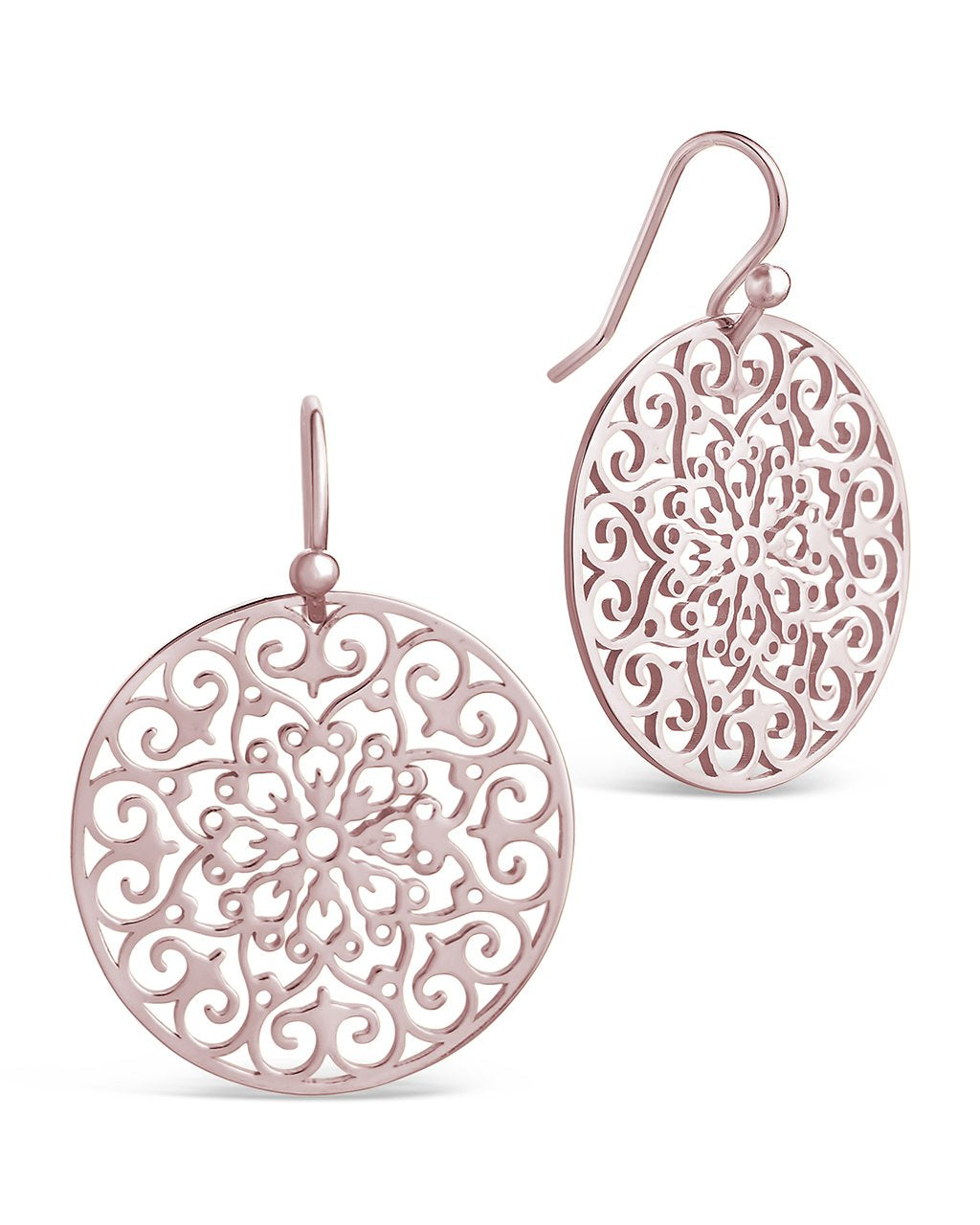 Sterling Silver Round Filigree Dangle Earrings