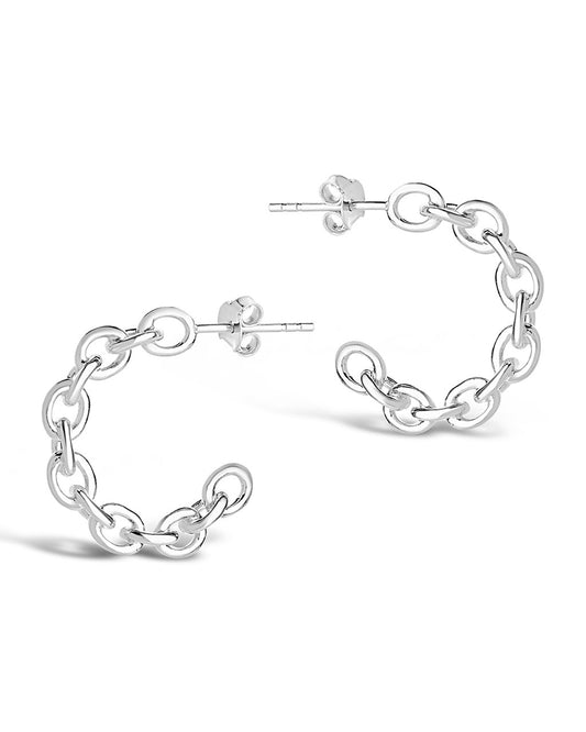 Sterling Silver Delicate Chain Hoops