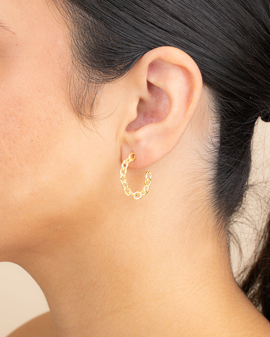 Sterling Silver Delicate Chain Hoops