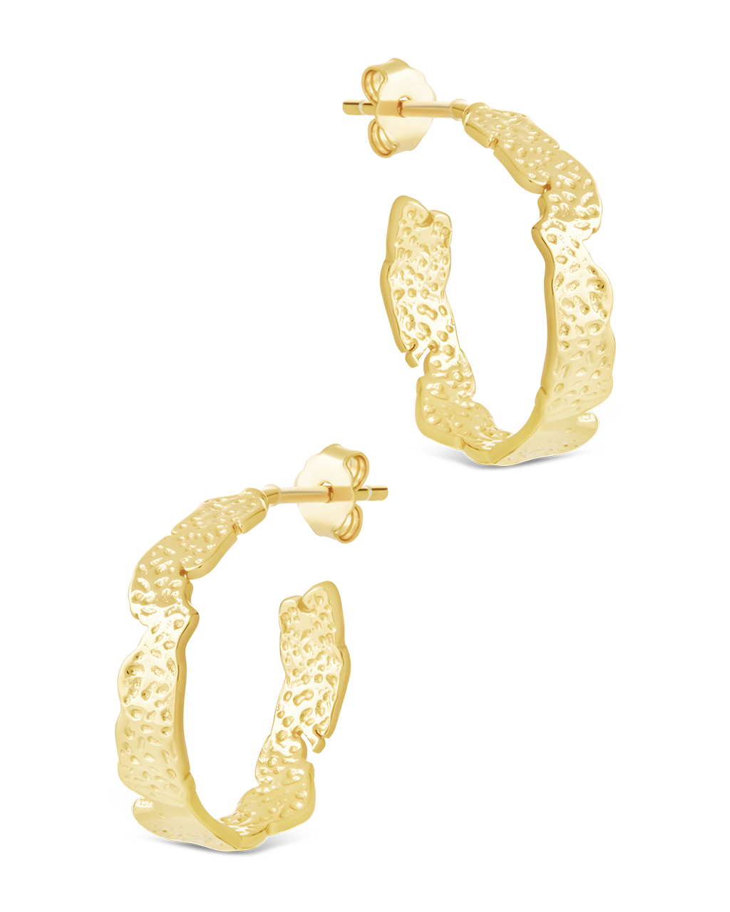 Sterling Silver Mary Textured Hoop Earrings