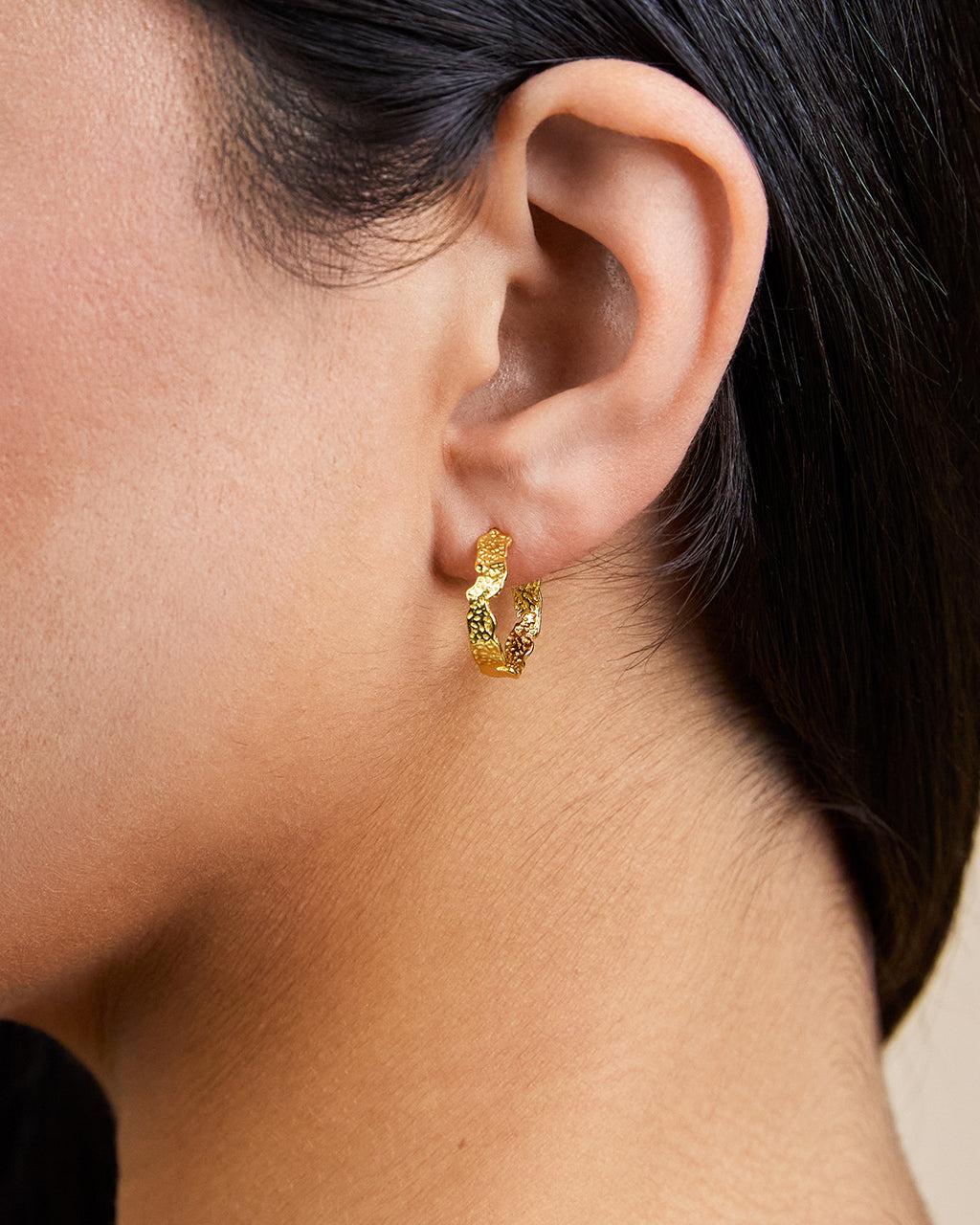 Sterling Silver Mary Textured Hoop Earrings