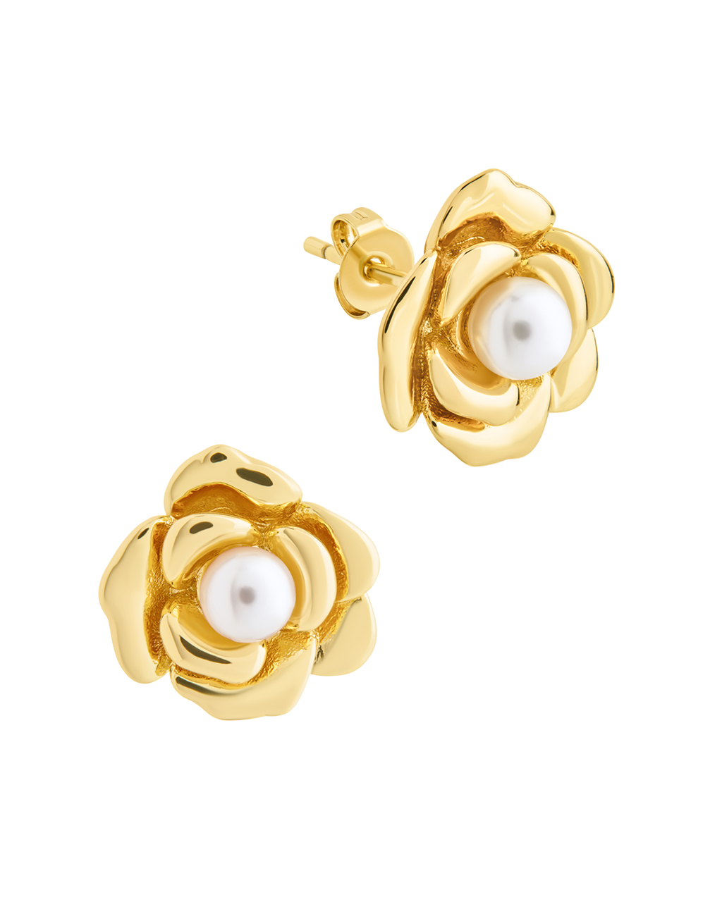 Rosa Pearl Flower Stud Earrings