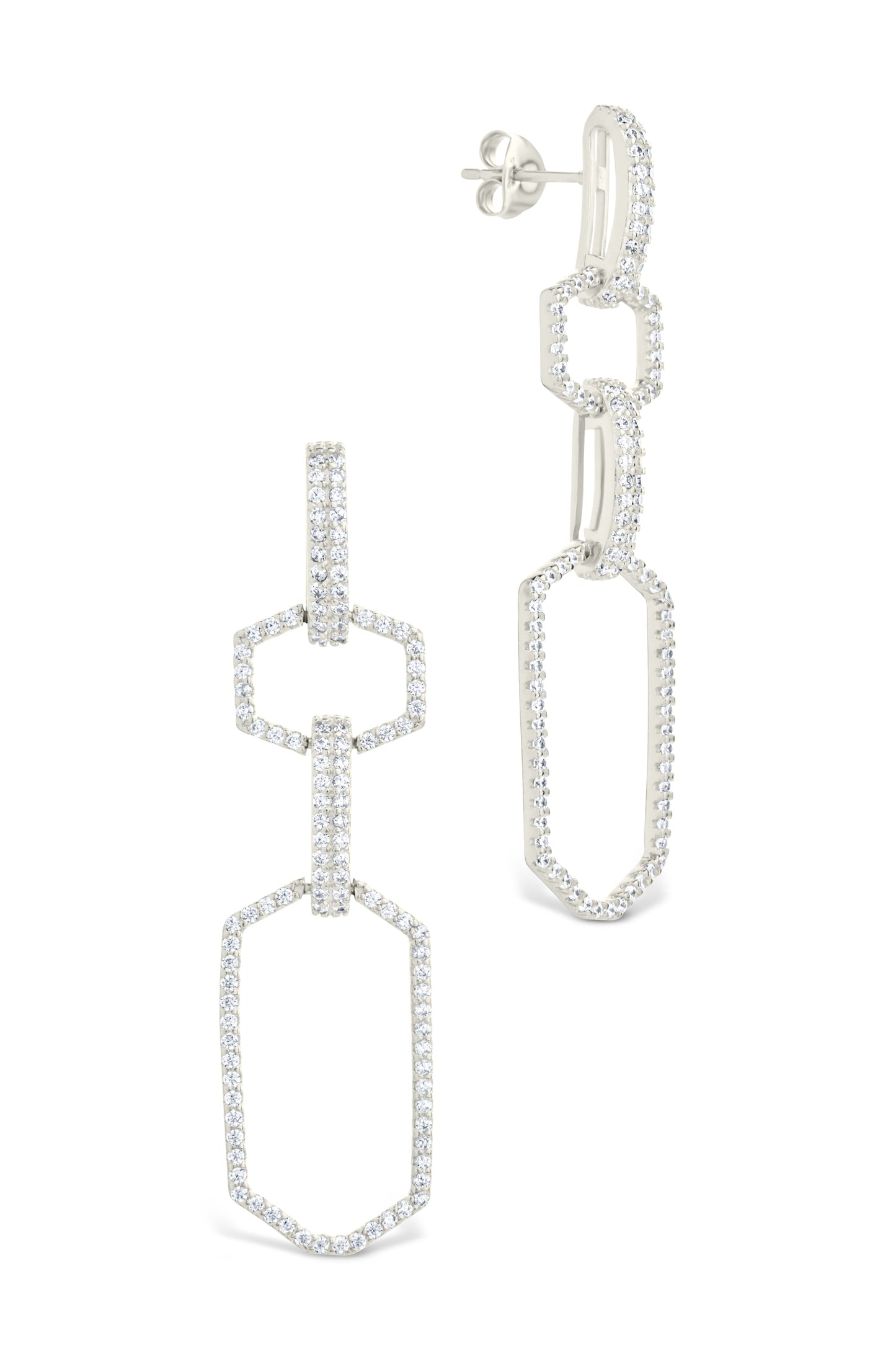 Harlene CZ Chain Link Drop Stud Earrings