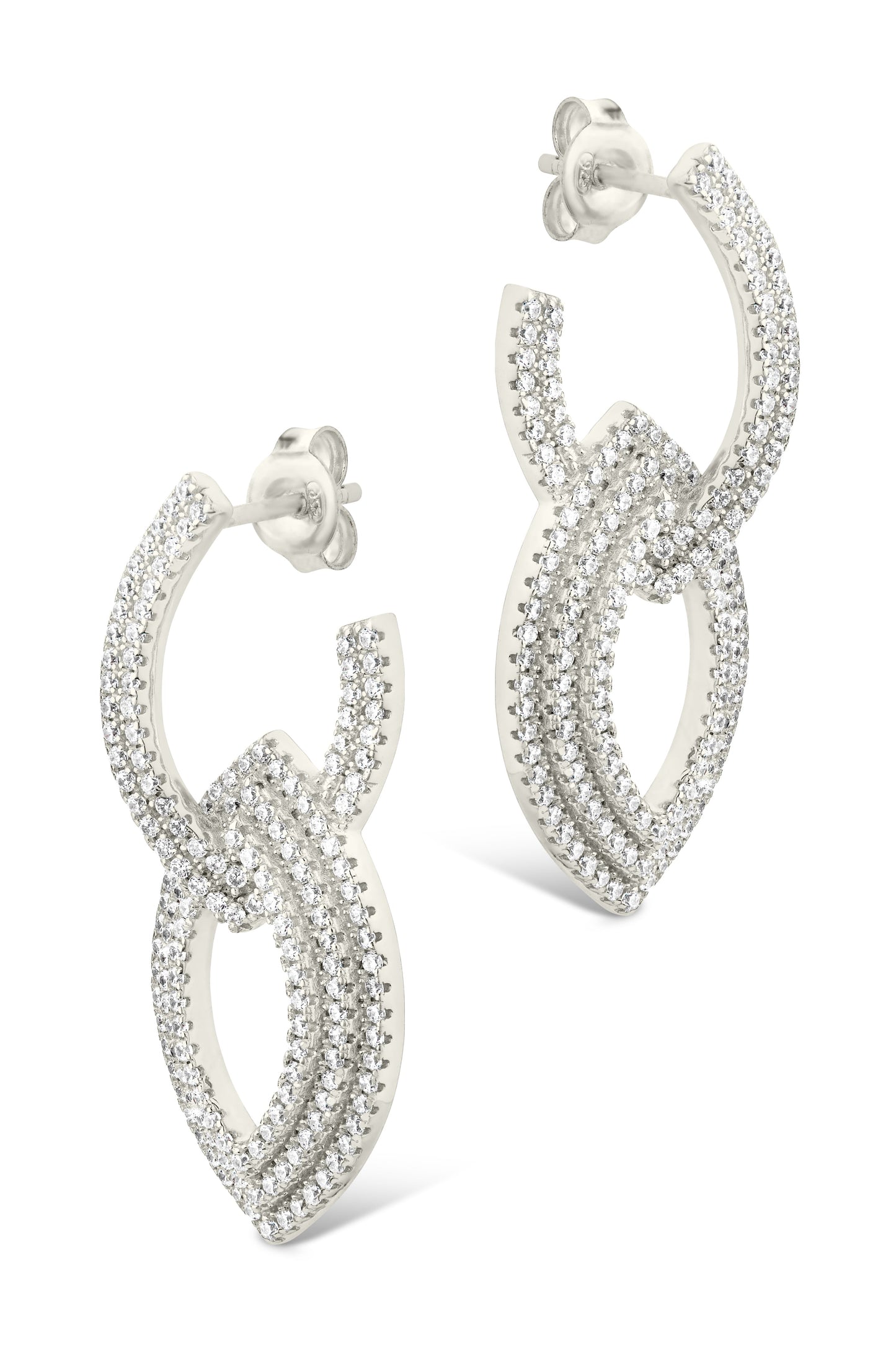 Lilah CZ Interlocking Drop Stud Earrings