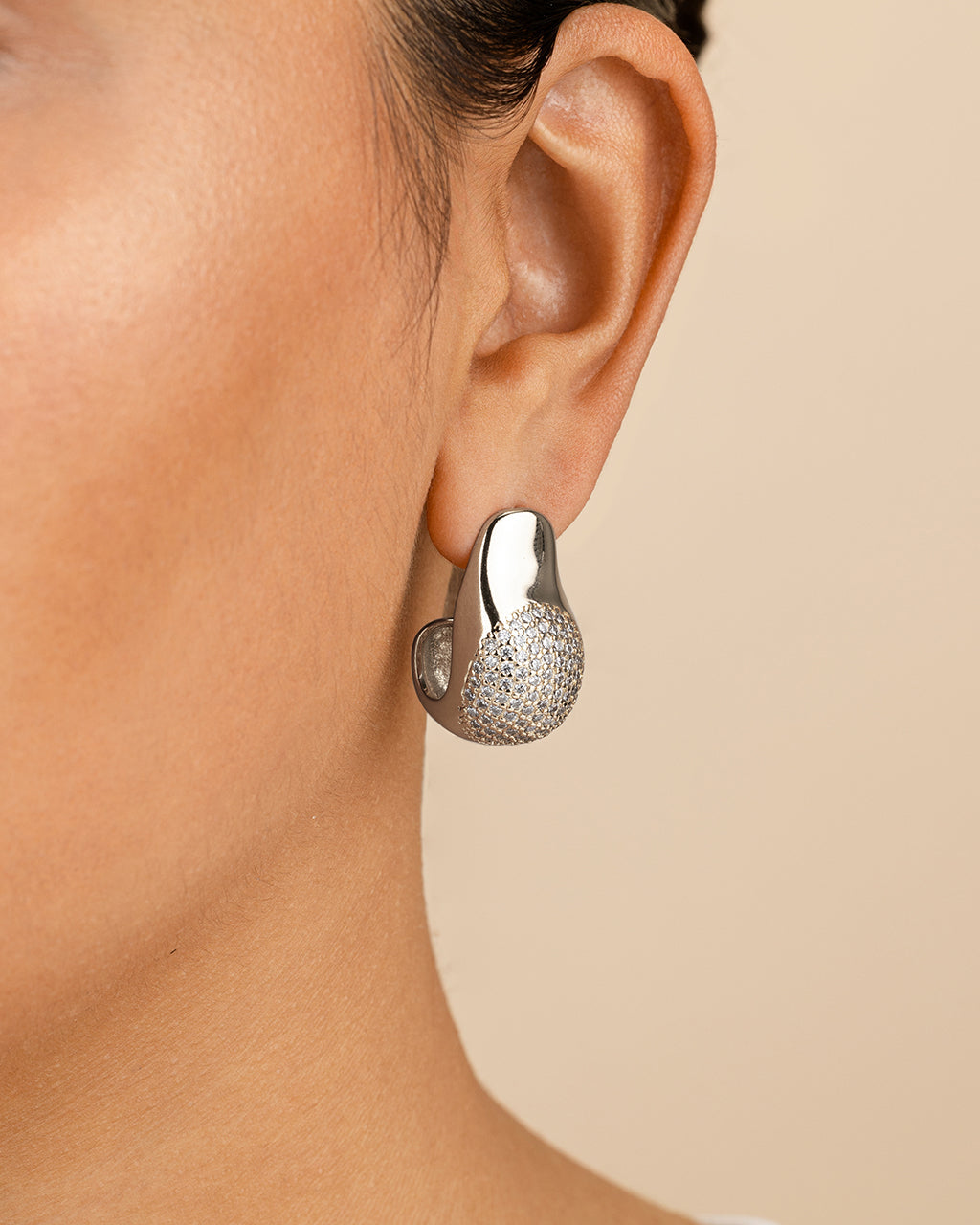 Wesley CZ Statement Huggie Hoop Earrings