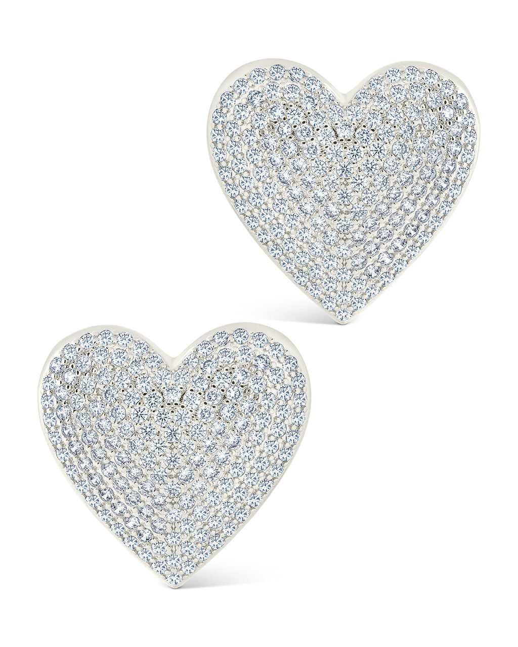 Disco Heart CZ Statement Stud Earrings