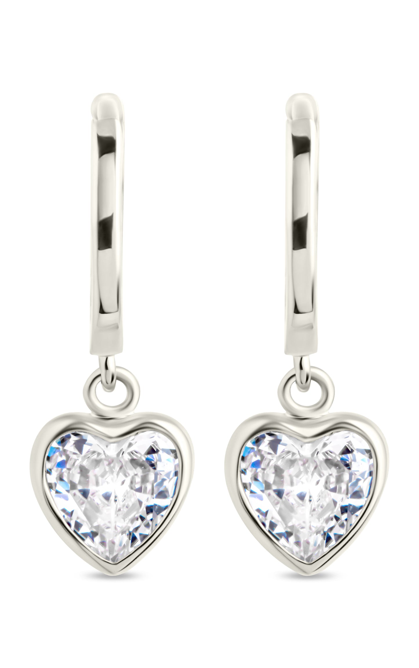 Sterling Silver Lizzy CZ Heart Drop Earrings