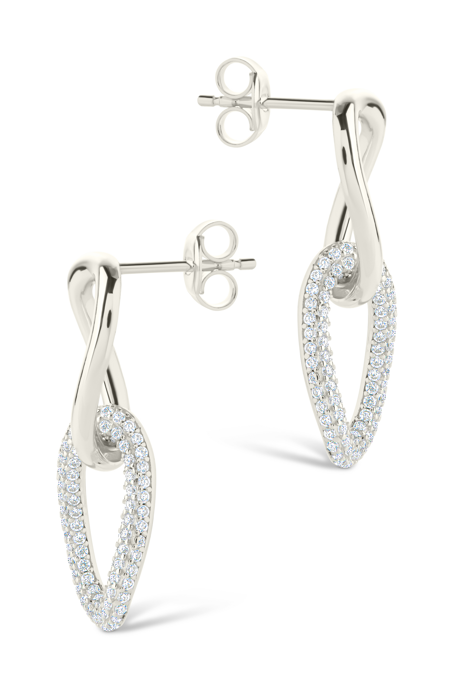 Sterling Silver Taissa CZ Chain Link Studs