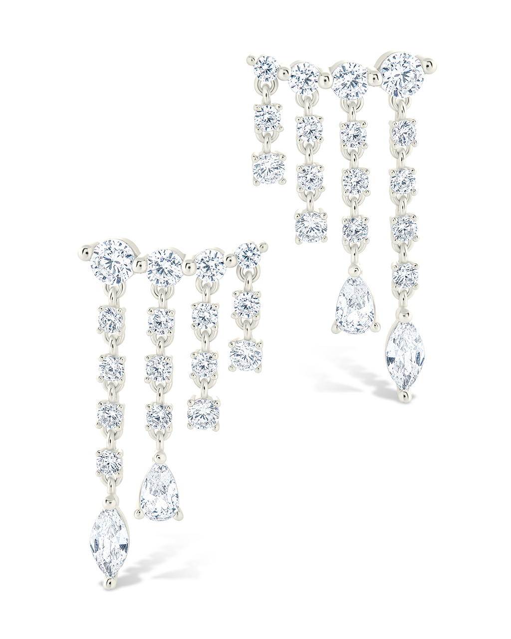 Sterling Silver Adrian CZ Waterfall Statement Studs