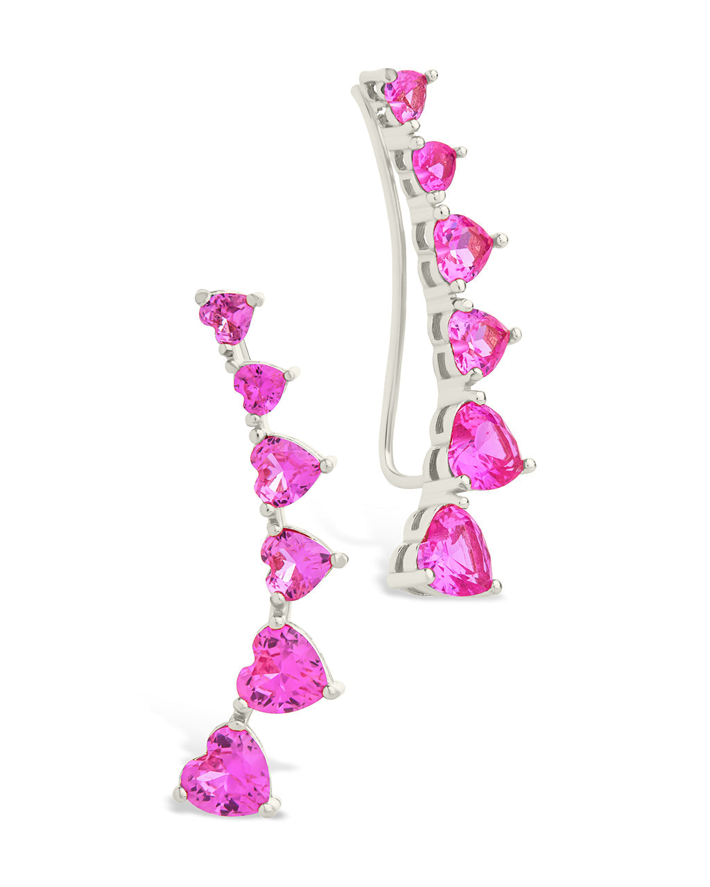 Sterling Silver Jillian CZ Heart Crawler Studs