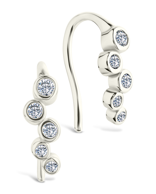 Sterling Silver Talia CZ Bezel Crawler Earrings